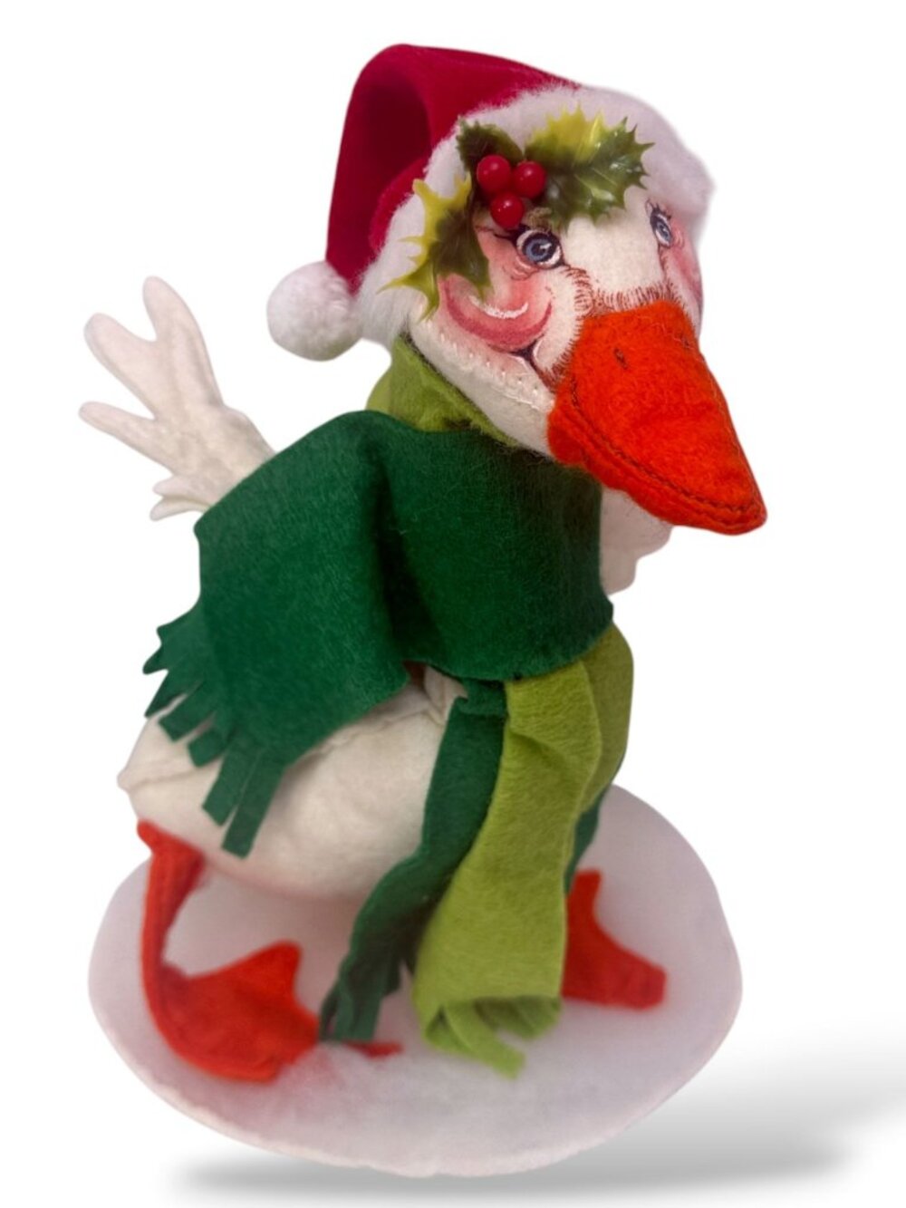 Vintage ANNALEE Christmas Goose Handcrafted Felt 9" Figurine Made In Usa 1986